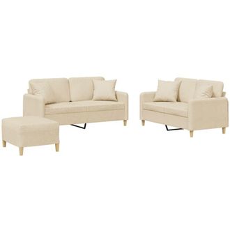 vidaXL Set Divani 3 pz con Cuscini Crema in Tessuto vidaXL