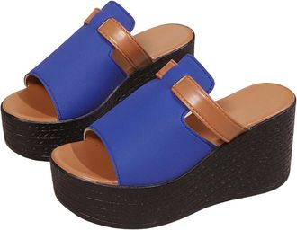 Generic Black Shoes 38 Womens Beach Slippers with Thick Sole Hollow Leisure Slippers Thick Sole Shoes Sandals Shoes Festive Women, blue, 2/2.5 UK