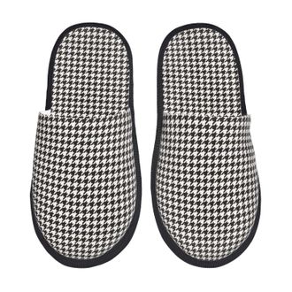 Generic House Slipper Houndstooth Black And White Print Portable Womens Slippers Fluffy Soft Winter Slippers Indoor Hotels M