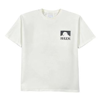 Rhude T-Shirts, male, White, Size: 2XL Crewneck Chest Logo T-Shirt