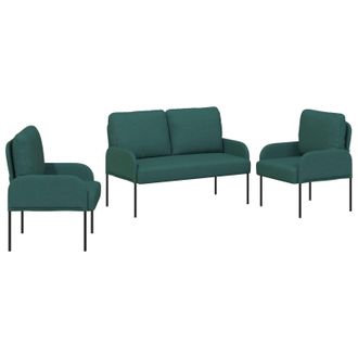 vidaXL Juegos De Sof&aacute;s Con Coj&iacute;n 3 Pcs Verde Oscuro 115 X 56 X 80 Cm Vidaxl