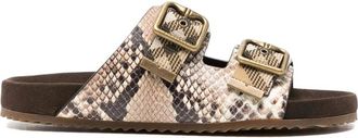 Burberry Buckle Snakeskin Sandals