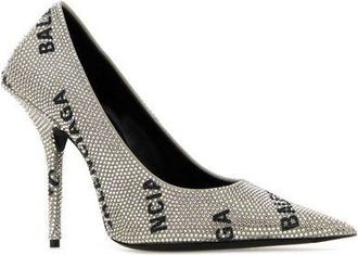 Balenciaga Womens Square Knife Pumps - Light Grey Glass - Size EU 36