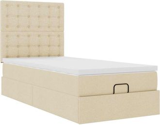 vidaXL Cama Otomana Con Colch&oacute;n De Tela Color Crema 100x200 Cm Vidaxl
