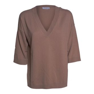 KANGRA V-neck Knitwear, female, Brown, Size: S V-neck Knitwear