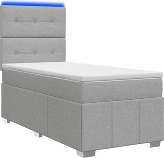 vidaXL Cama De Muelles Con Led Y Colch&oacute;n Gris Claro 90 X 190 Cm Tela Vidaxl