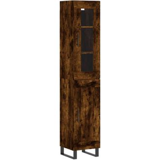 vidaXL Vidaxl - Aparador De Madera Contrachapada Roble Ahumado 34,5x34x180 Cm