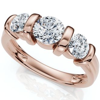 Pompeii3 1ct 3-Stone Bar Set Engagement Ring 10K Lab Grown