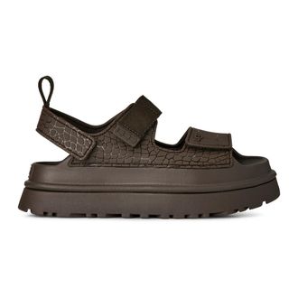 UGG Flat Sandals, female, Brown, Size: 10 US Goldenglow Embossed Slide