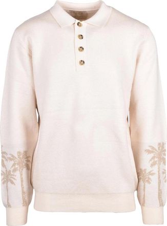Tooco Beige Knitted Wool-Blend Polo Shirt