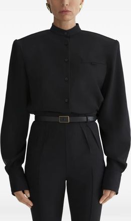 MUGLER Top met lange mouwen en schoudervullingen - Zwart