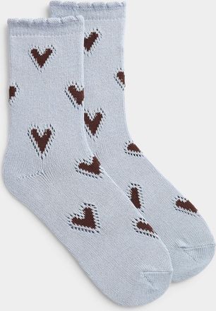 Free People Womens Scalloped-trim red heart socks