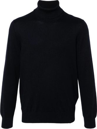 Fay Marineblauwe wollen gebreide trui - Heren - Coltruien - Blauw - 3XL - Wol - Truien & Vesten