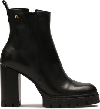 Kazar Laarzen met rits- paal en platform - Dames - Laarzen met Hak - Zwart - 35 EU - Leer - Schoenen