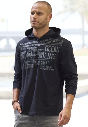 John Devin Kapuzenshirt JOHN DEVIN, Herren, Gr. XL, schwarz (schwarz beruckt), Slub, Obermaterial: 100% Baumwolle, bedruckt, regular fit, Rundhals, abgesteppte K