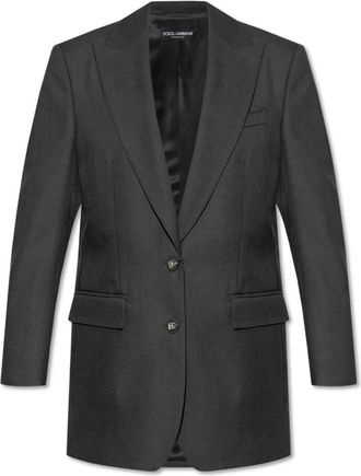 Dolce & Gabbana Wollen blazer met enkele split - Dames - Blazers - Grijs - S - Wol - Jassen