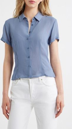 Reformation Corin Semi Sheer Button-Up Top in Cornflower at Nordstrom, Size 12