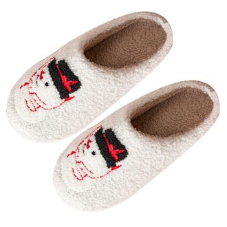 Generic UK 8 Christmas Womens Two Tone Slippers Slip on House Slippers Fluffy Warm Home Slipper Plush Bedroom Shoes Lightweight Casual House Shoes Breathable 