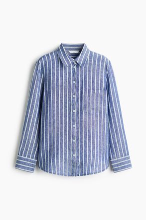 H&M Leinenbluse - Blau/Gestreift