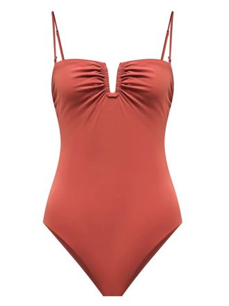 12 Storeez ruched bandeau swimsuit - Red
