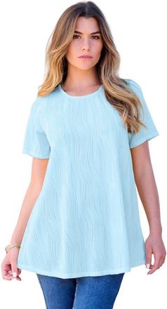 Roaman's Plus Size Textured Knit Swing Tee in Ice Blue at Nordstrom, Size 24
