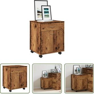 vidaXL Armadietto in legno - Armadietto con Ruote Legno Antico 45x38x54 cm Legno Multistrato