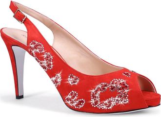 Ron White x The Devil Wears Prada Slingback Peep Toe Pump in Crimson at Nordstrom, Size 5.5-6Us
