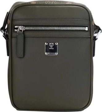 MCM Visetos Leren Camera Crossbody Tas - unisex - Tassen - Groen - Maat: ONE Size Zijde