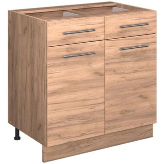 Vicco Mueble Bajo De Cocina Fame-line, Roble Dorado, 80 Cm, Et Antracita, Vicco