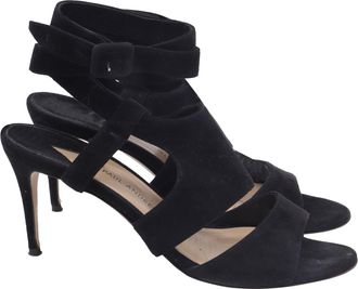 PAUL ANDREW Strappy Sandal Heels in Black Suede