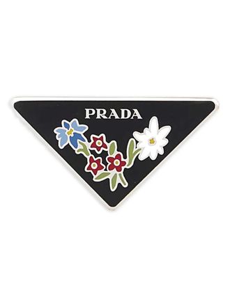 Prada floral triangle brooch - Silver