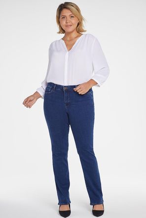 NYDJ Marilyn Straight Jeans Medium Blue Premium Denim (Plus)