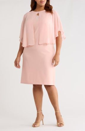 Connected Cape Midi Dress in Blush at Nordstrom, Size 14W