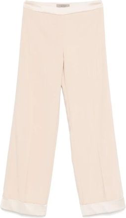 D.exterior Pantalone - Dames - Wijde Broeken - Beige - L - Leer - Broeken
