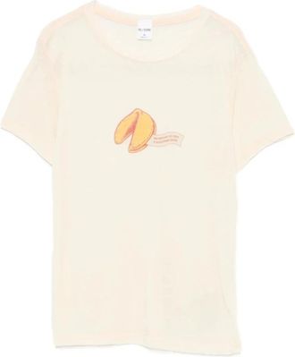 Re/Done T-shirt met geluks-koekjesprint - Dames - T-shirts - Beige - XS - Tops