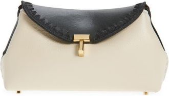 Toteme Mini T-Lock Leather Clutch in Black/Milk at Nordstrom