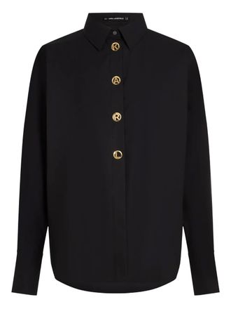 Karl Lagerfeld Karl-letters-buttons shirt - women - Organic Cotton - 46 - Black