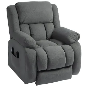 HOMCOM Homcom - Poltrona Massaggiante Alzapersona Con 2 Tasche E Telecomando Grigio