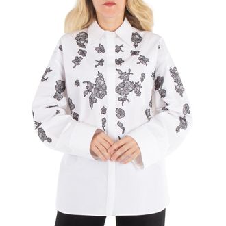 Valentino Garavani Compact Popelin Embroidered Shirt, Brand Size 40 (US Size 4)