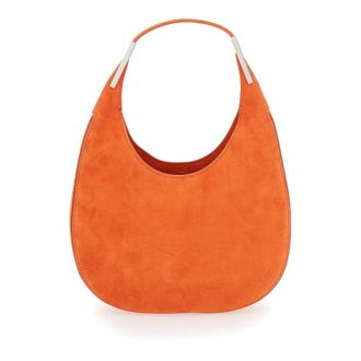 Savette florence Small Orange Shoulder Bag With Open Top In Suede
