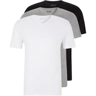 HUGO BOSS Mannen Logo V-Hals T-Shirt (Pakket van 3) (Wit/Grey/Zwart)