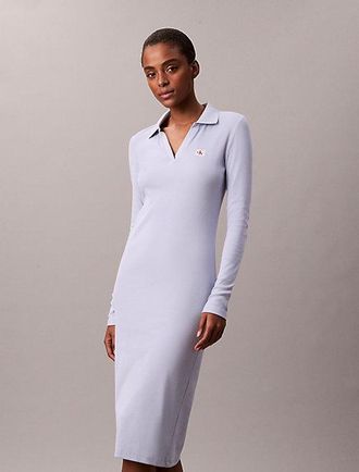Calvin Klein Vestido Midi De Canal&eacute; Monologo Tejido