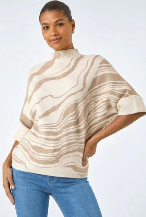 Roman Marble High Neck Knit Jumper