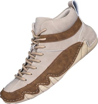 Generic Casual Trainers for Men High Top Trainers Leather Ankle Boots Lightweight Barefoot Shoes Hiking Sneakers Breathable Lace Up Shoes Non Slip Work Shoe S