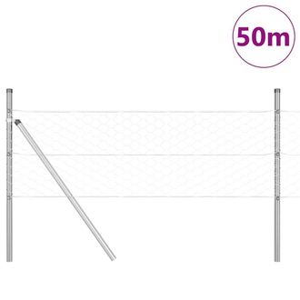Berkfield Home Hexagon Fence 0.8x50 m Galvanised Steel in Silver