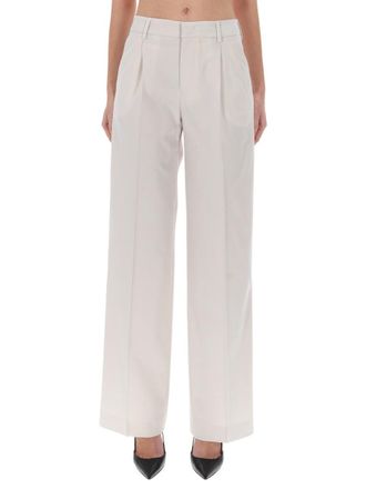 Pantaloni Torino Grey Virgin Wool-Blend Wide-Leg Pants