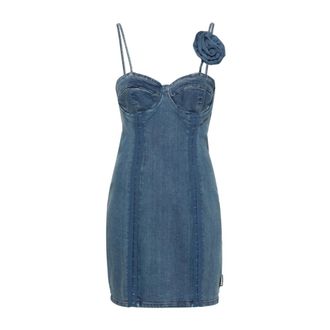 Rotate Blauwe Spaghetti Strap Jurk - Dames - Korte kleedjes - Blauw - S - Katoen - Kleedjes