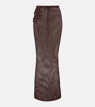 Bananhot Cori open-knit lame maxi skirt