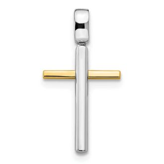 Diamond2Deal 14k Two-tone Gold Polished Cross Pendant