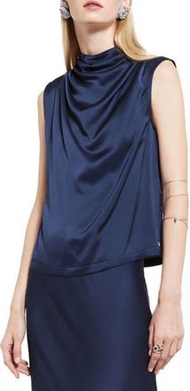 ottod'Ame Draped Satin Sleeveless Top in Blue at Nordstrom, Size 38 It